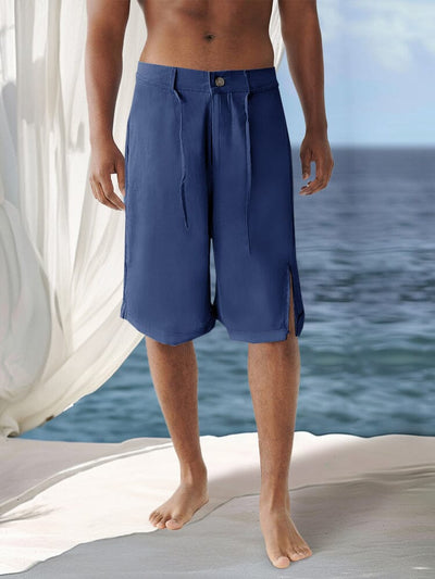 Leisure Serene Cotton Linen Shorts Shorts coofandy Navy Blue S 