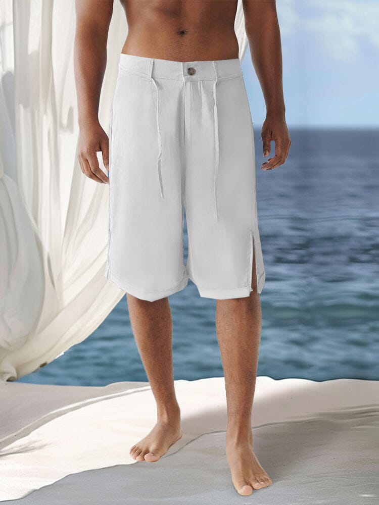 Leisure Serene Cotton Linen Shorts Shorts coofandy White S 