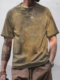 Vintage Tie Dye Printed T-shirt T-shirt coofandy Khaki S 