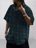Casual Pocket Front Plaid Shirt Shirts coofandy Green S 