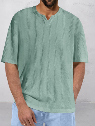 Relaxed Fit Jacquard Knit T-shirt T-shirt coofandy Green M 