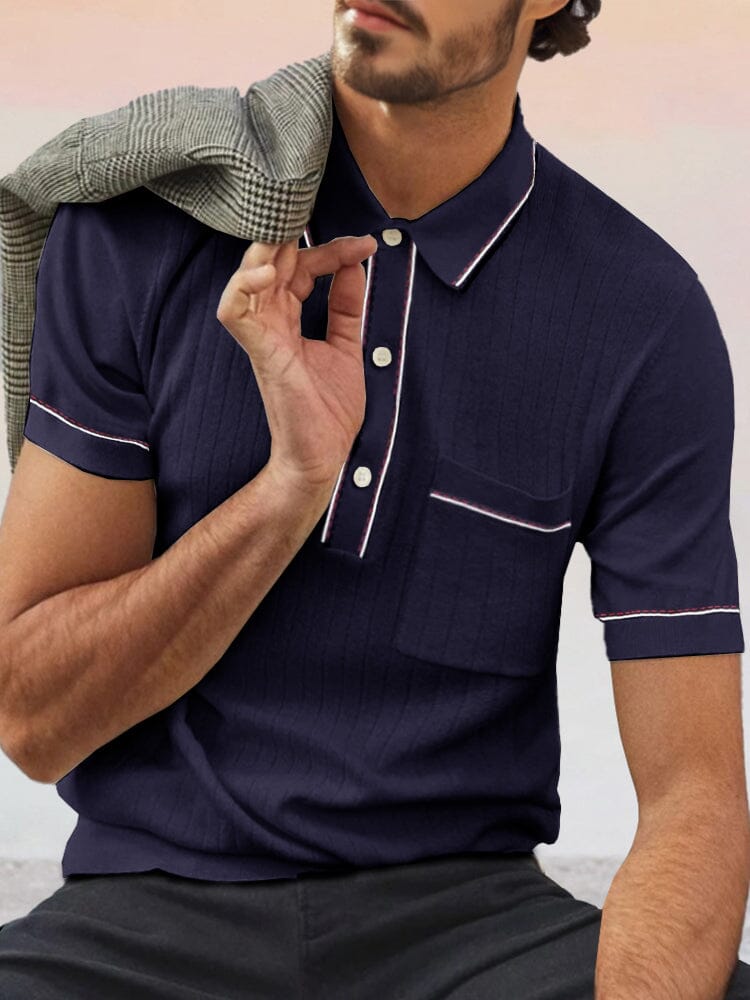 Soft Breathable Knit Polo Shirt Shirts coofandy Dark Blue M 