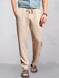Casual Cotton Linen Straight Pants Pants coofandy Apricot S 