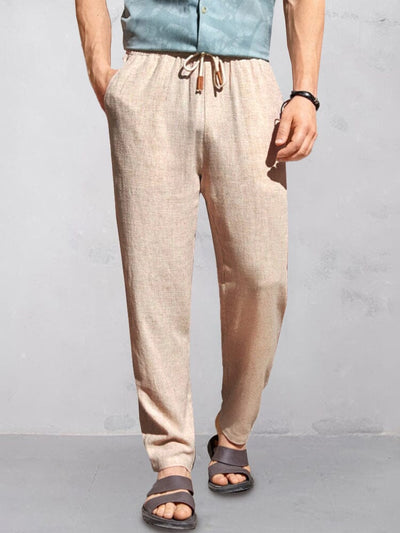 Casual Cotton Linen Straight Pants Pants coofandy Apricot S 