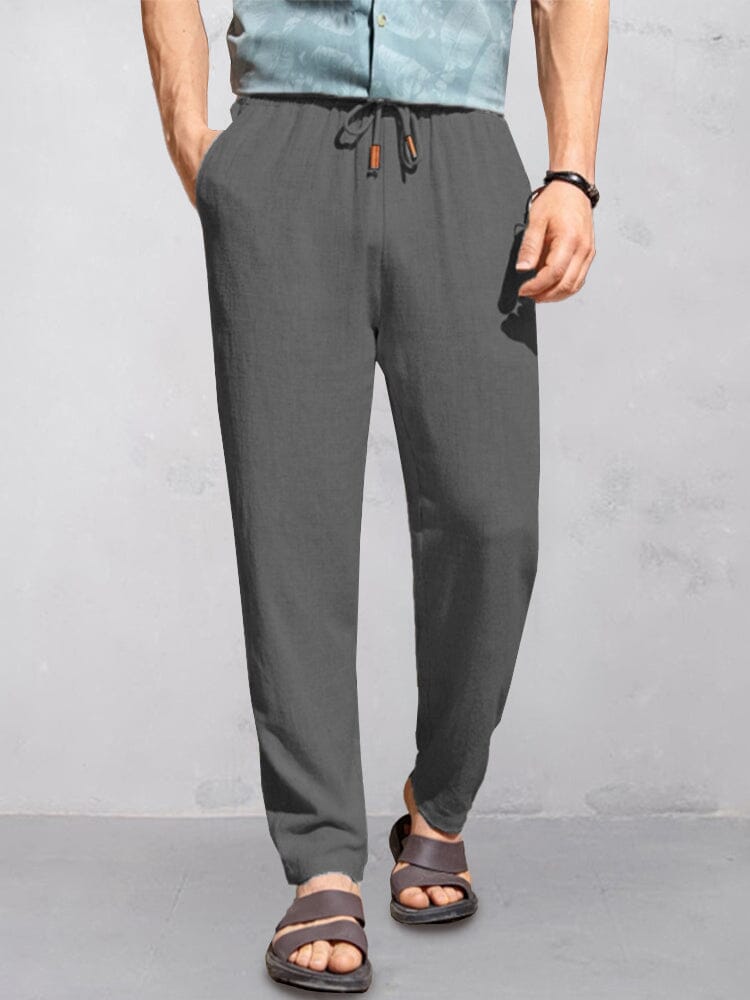 Casual Cotton Linen Straight Pants Pants coofandy Grey S 