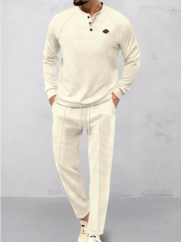 Jogger Set Cream Polo Sweat Suit Long Sleeve Polo Shirt Polo