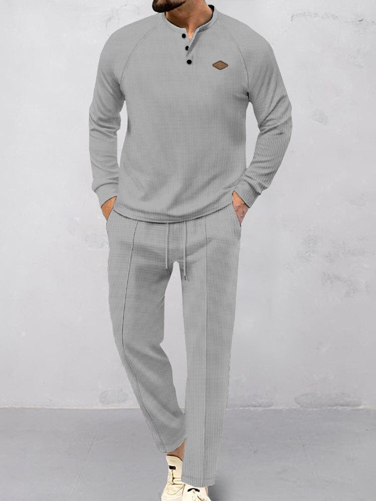 Breathable Waffle 2-Piece Tracksuit Set Sets coofandy Grey S 