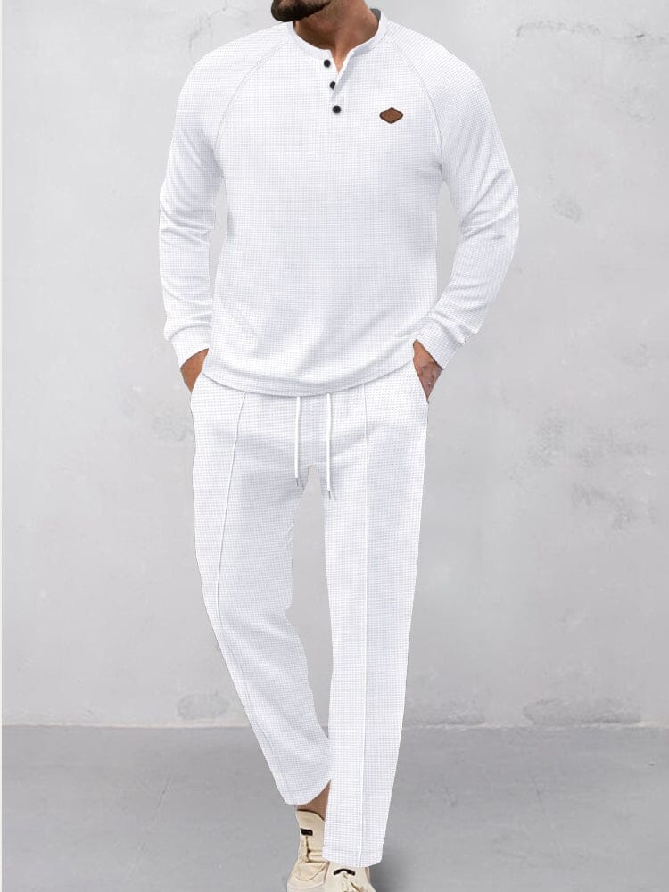 Breathable Waffle 2-Piece Tracksuit Set Sets coofandy White S 