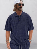 Stylish Leisure Tie Dye Top Polos coofandy Navy Blue M 