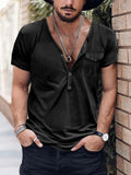 Casual Essential Henley Shirt T-shirt coofandy Black S 