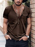 Casual Essential Henley Shirt T-shirt coofandy Brown S 