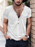 Casual Essential Henley Shirt T-shirt coofandy White S 