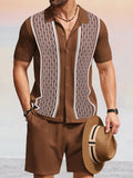 Stylish Jacquard Knit Sets Sets coofandy Brown M 