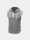 Soft Waffle Hooded Tank Top Tank Tops coofandy 