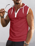 Soft Waffle Hooded Tank Top Tank Tops coofandy Red S 