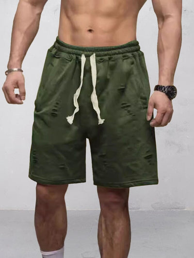 Active Comfort Ripped Shorts Shorts coofandy Army Green S 