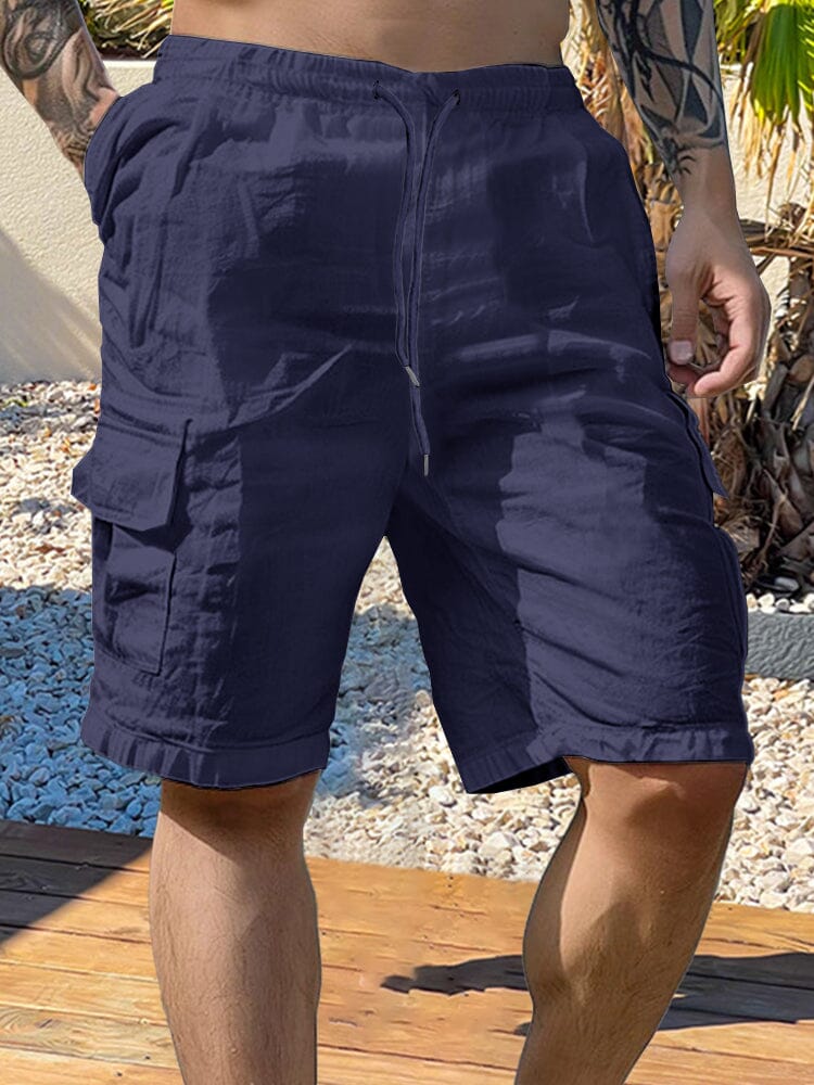 Versatile Cargo Cotton Shorts Shorts coofandy Navy Blue S 