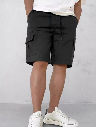 Casual Drawstring Outdoor Cargo Shorts Shorts coofandy Black S 