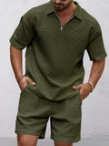 Effortless Waffle Casual Set Sets coofandy Army Green M 
