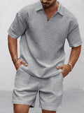 Effortless Waffle Casual Set Sets coofandy Light Grey M 