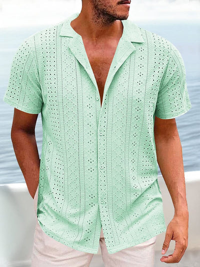 Breezy Eyelet Casual Shirt Shirts coofandy Light Green S 