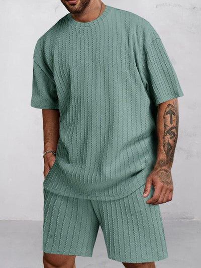 Casual Simple Knit Matching Set Sets coofandy Dusty Green S 