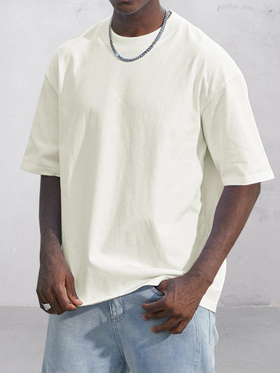 Premium Cotton Plain T-shirt T-Shirt coofandy Cream S 