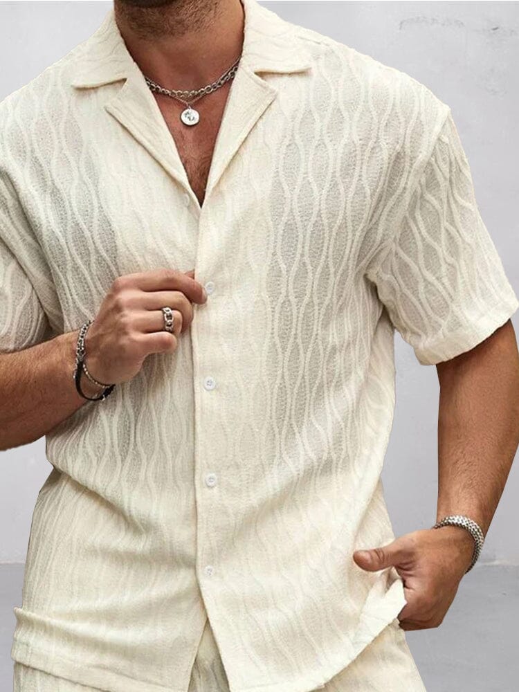 Soft Touch Wave Textured Shirt Shirts coofandy 