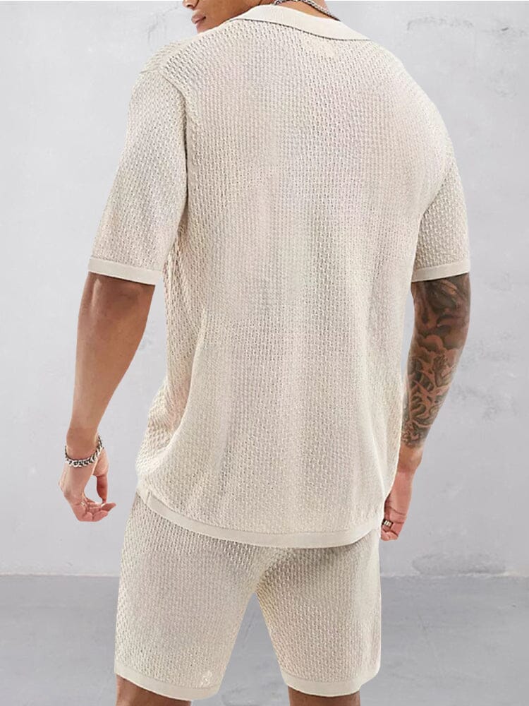 Vibrant Jacquard Knit Shirt Set Sets coofandy 