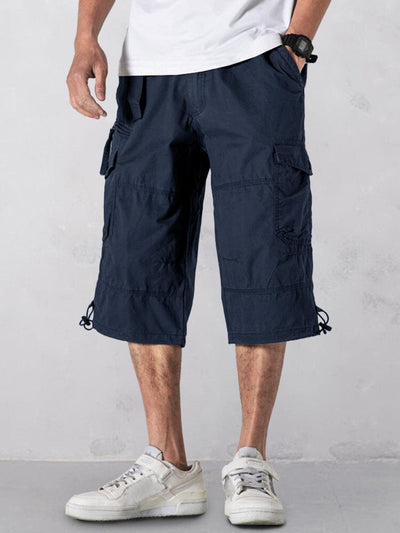 Casual Utility Cargo Capri Pants Shorts coofandy Dark Blue S 