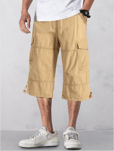 Casual Utility Cargo Capri Pants Shorts coofandy Khaki S 