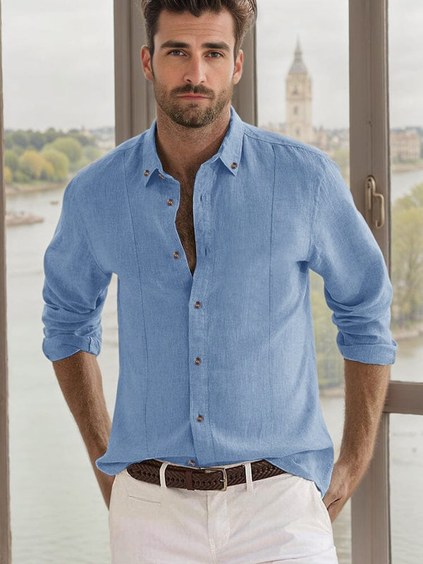 Basic 100% Cotton Button Shirt Shirts coofandy Blue M 