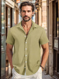Breathable Plaid Textured Shirt Shirts coofandy Khaki S 
