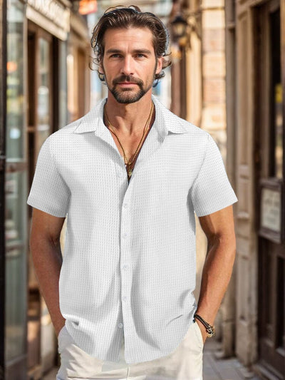 Breathable Plaid Textured Shirt Shirts coofandy White S 