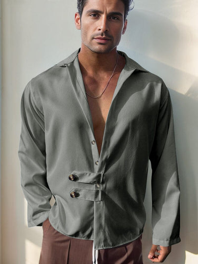 Luxury Elegant Button Shirt Shirts coofandy Grey S 