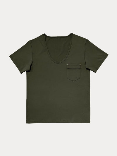 Casial Versatile U-Neck Tee T-Shirt coofandy 