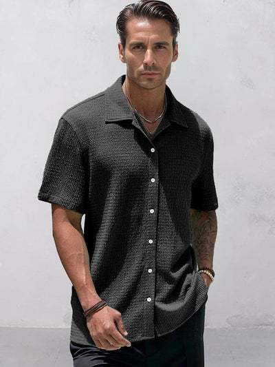 Leisure Essential Texture Shirt Shirts coofandy Black S 