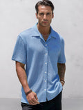 Leisure Essential Texture Shirt Shirts coofandy Blue S 