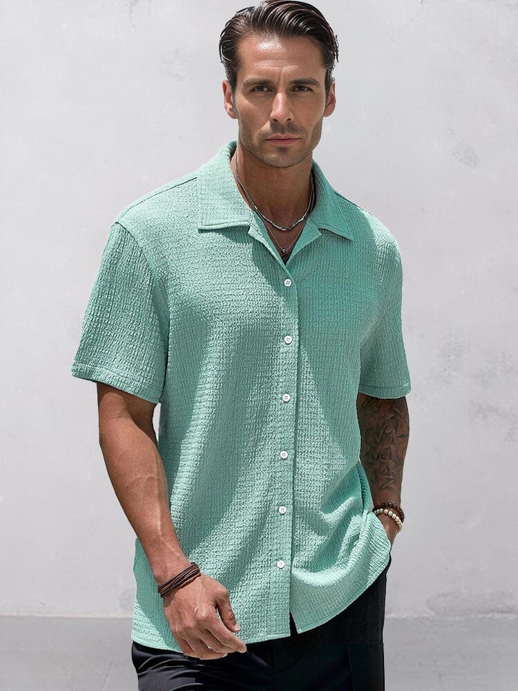 Leisure Essential Texture Shirt Shirts coofandy Light Green S 