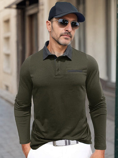 Essential Color Block Polo Shirt Shirts & Polos coofandy Army Green M 