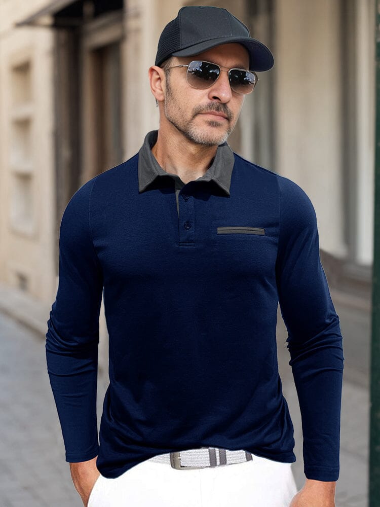 Essential Color Block Polo Shirt Shirts & Polos coofandy Navy Blue M 