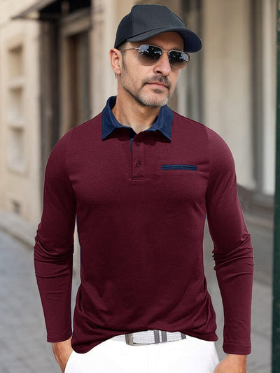 Essential Color Block Polo Shirt Shirts & Polos coofandy Wine Red S 