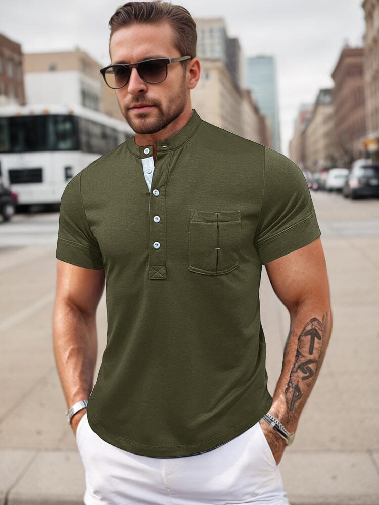 Basic Breathable Henley Shirt Shirts & Polos coofandy Army Green M 