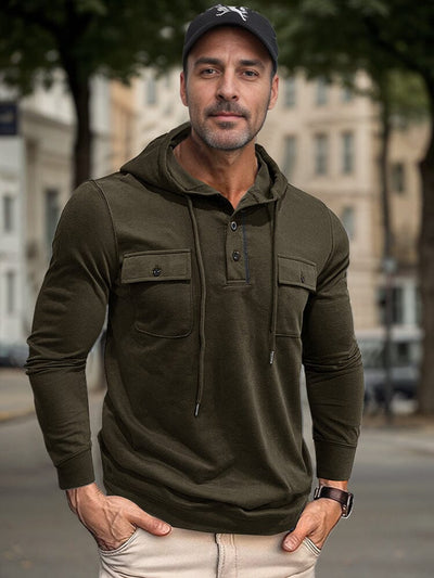 Casual Utility Inspired Hoodie T-Shirt coofandy Army Green XXXL 