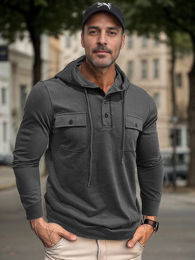 Casual Utility Inspired Hoodie T-Shirt coofandy Dark Grey XXXL 