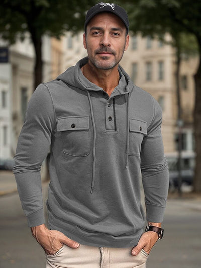 Casual Utility Inspired Hoodie T-Shirt coofandy Light Grey XXXL 