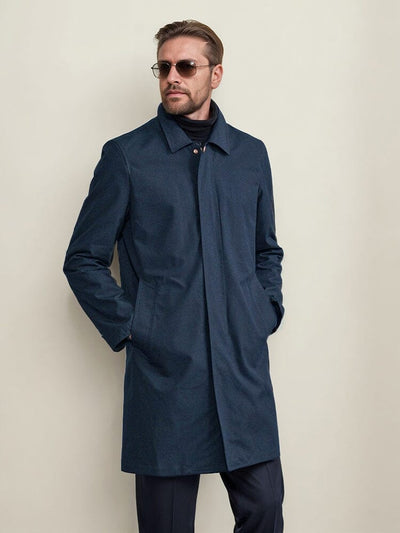 Classic Simple Trench Coat Coat coofandy Navy Blue M 