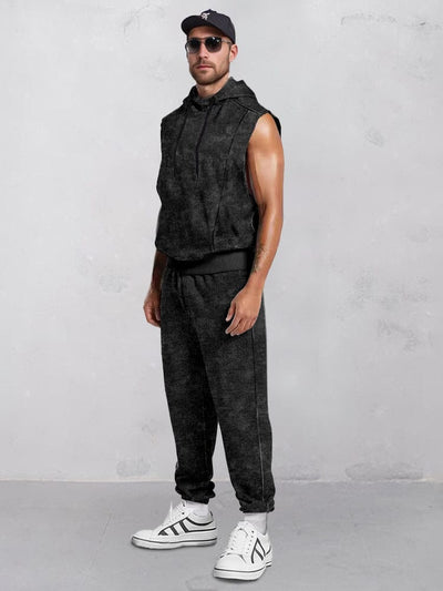 Athleisure Hooded Tank Top Set Sets coofandy Black M 