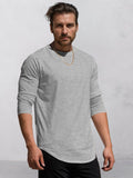 Comfort Long Sleeves T-shirt T-Shirt coofandy Light Grey M 