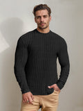 Versatile Stretch Stripe Undershirt Sweater coofandy Black S 